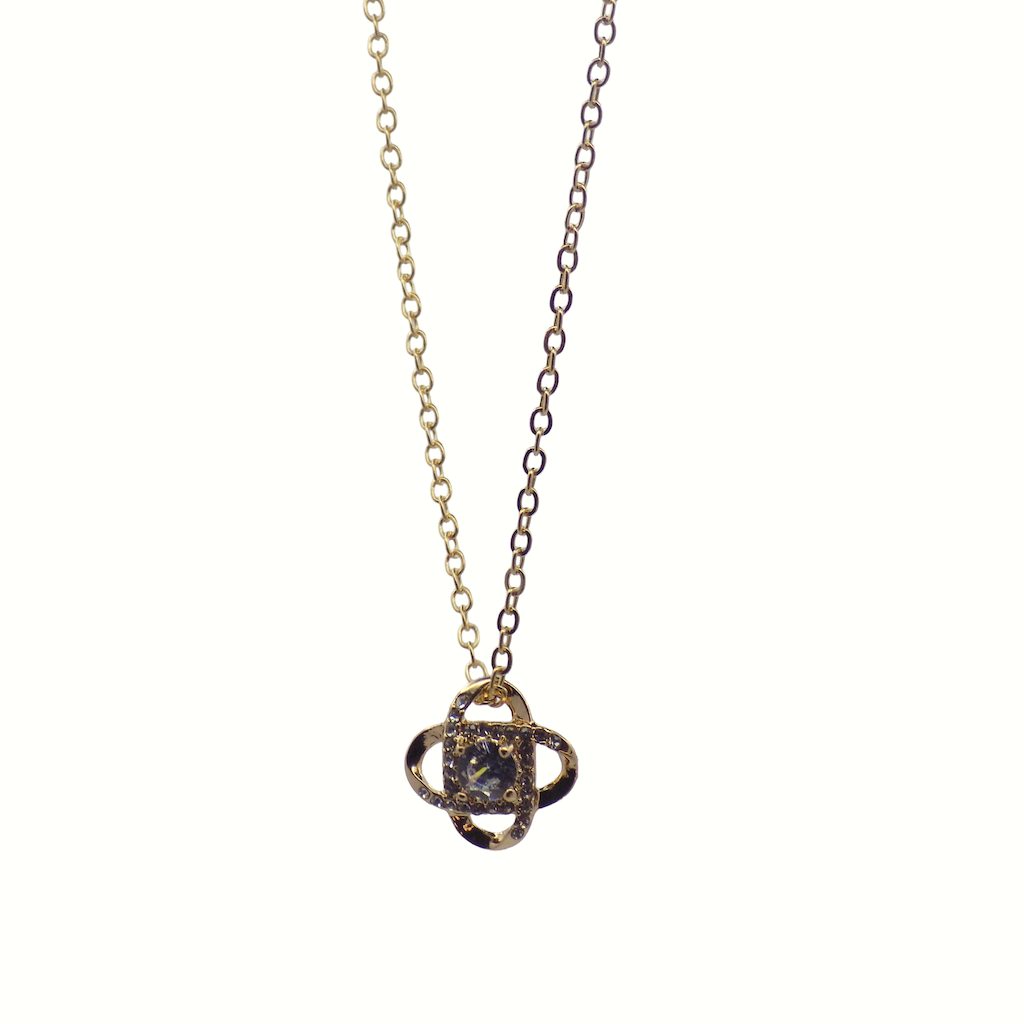 Dancing diamond saturn pendant necklace