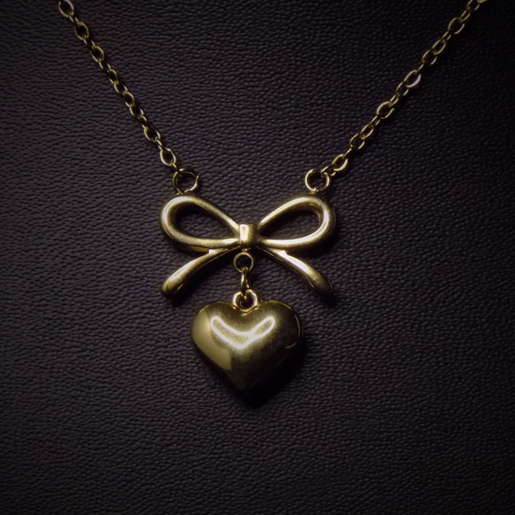 Gold Heart Bow Necklace