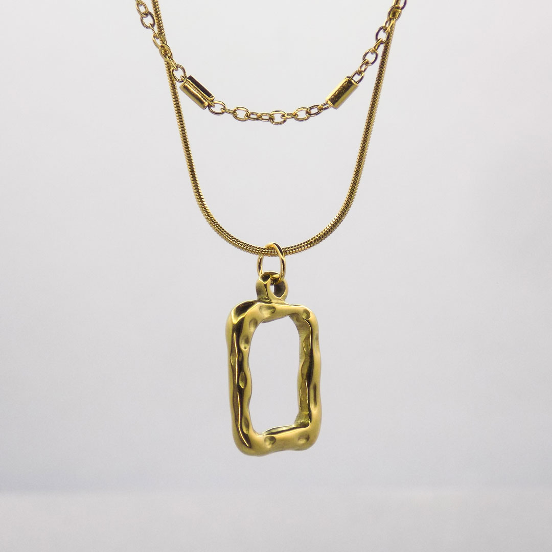 Gold Plated Geometric Pendant Necklace
