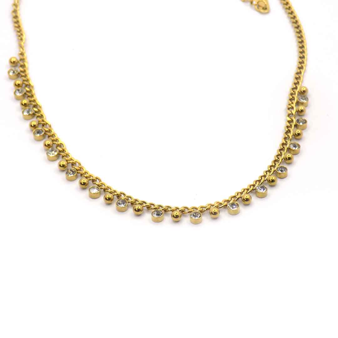 Gold Chain Necklace with Crystal Pendants