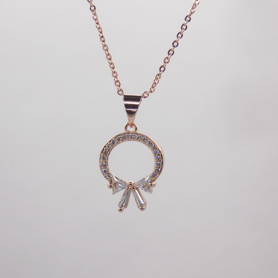 Elegant Crystal Bow Pendant Necklace