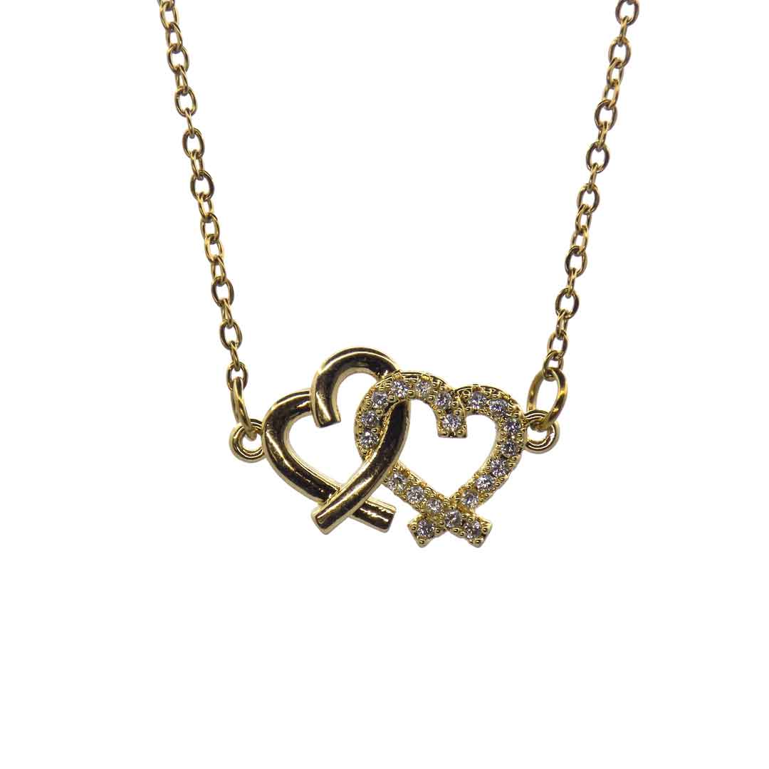 Double Heart Pendant Necklace