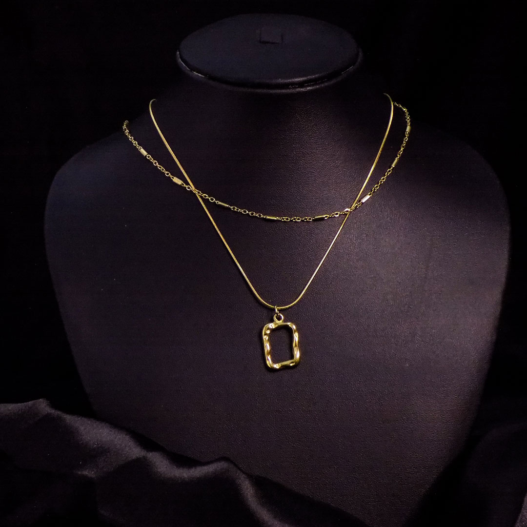 Gold Plated Geometric Pendant Necklace