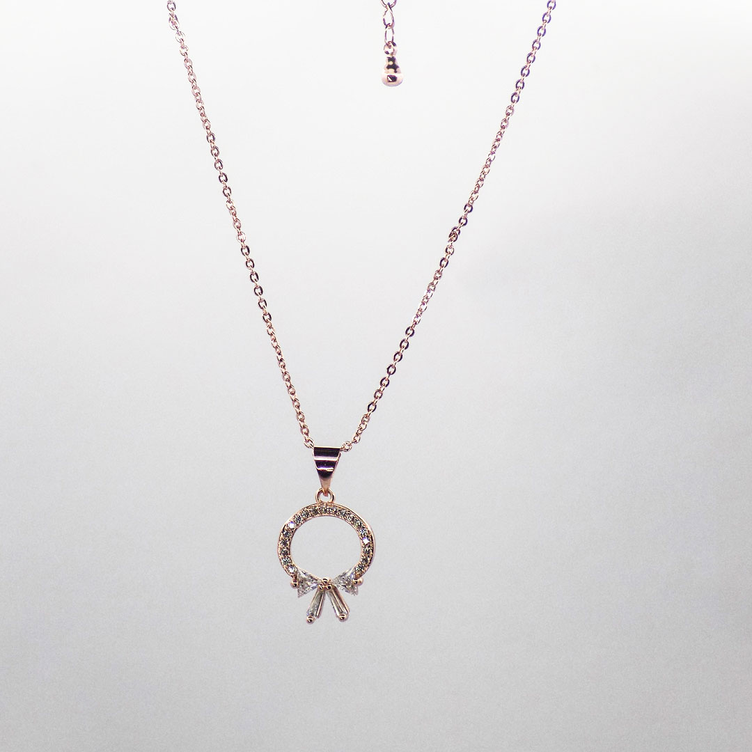 Elegant Crystal Bow Pendant Necklace