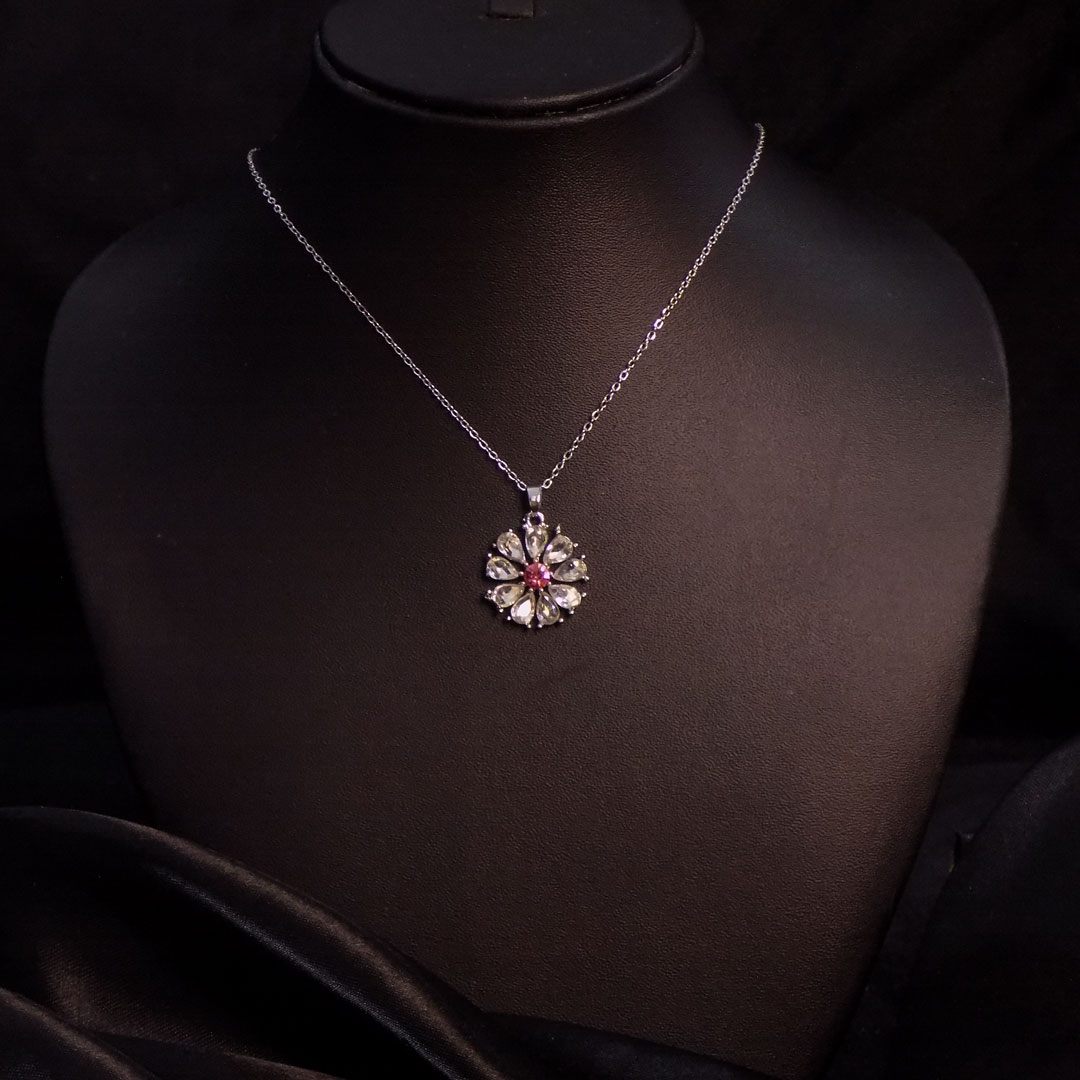 Flower Crystal Pendant Necklace