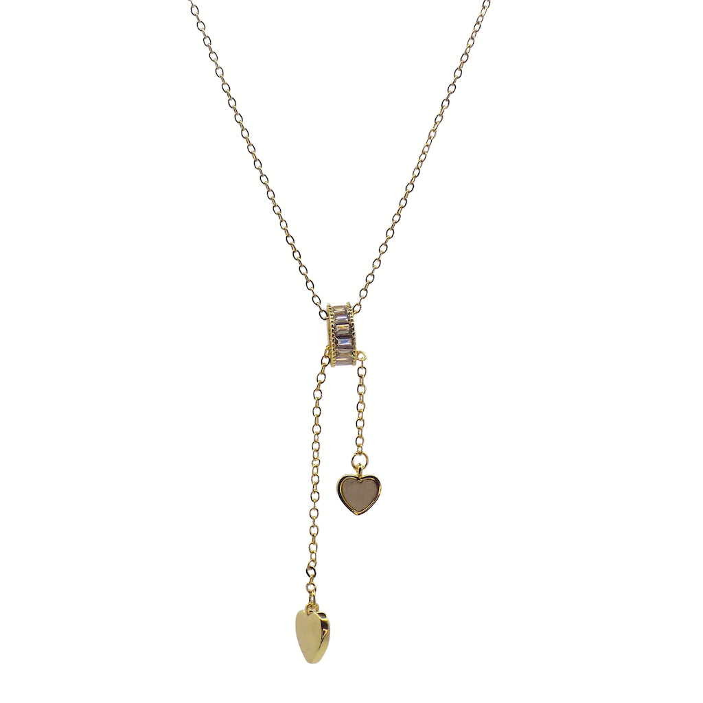 Dual-heart crystal charm necklace