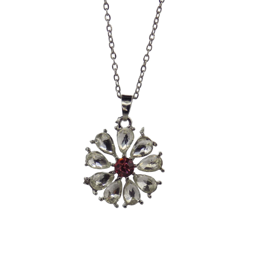 Flower Crystal Pendant Necklace