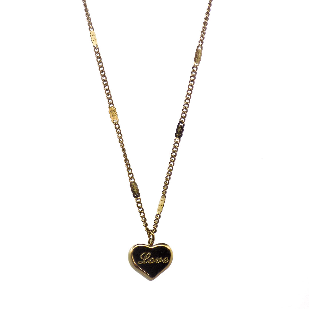 Gold Heart 'Love' Pendant Necklace