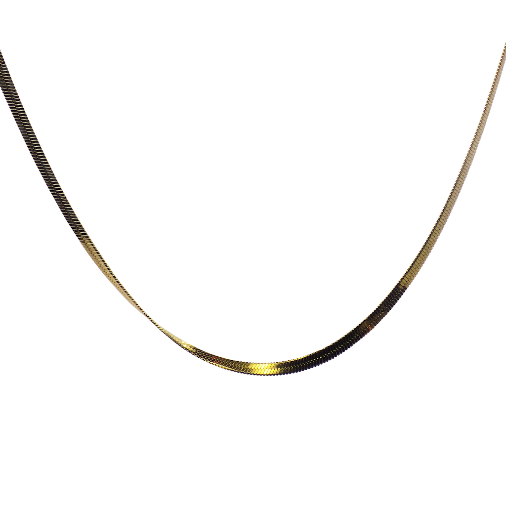 Flat snake gold necklace