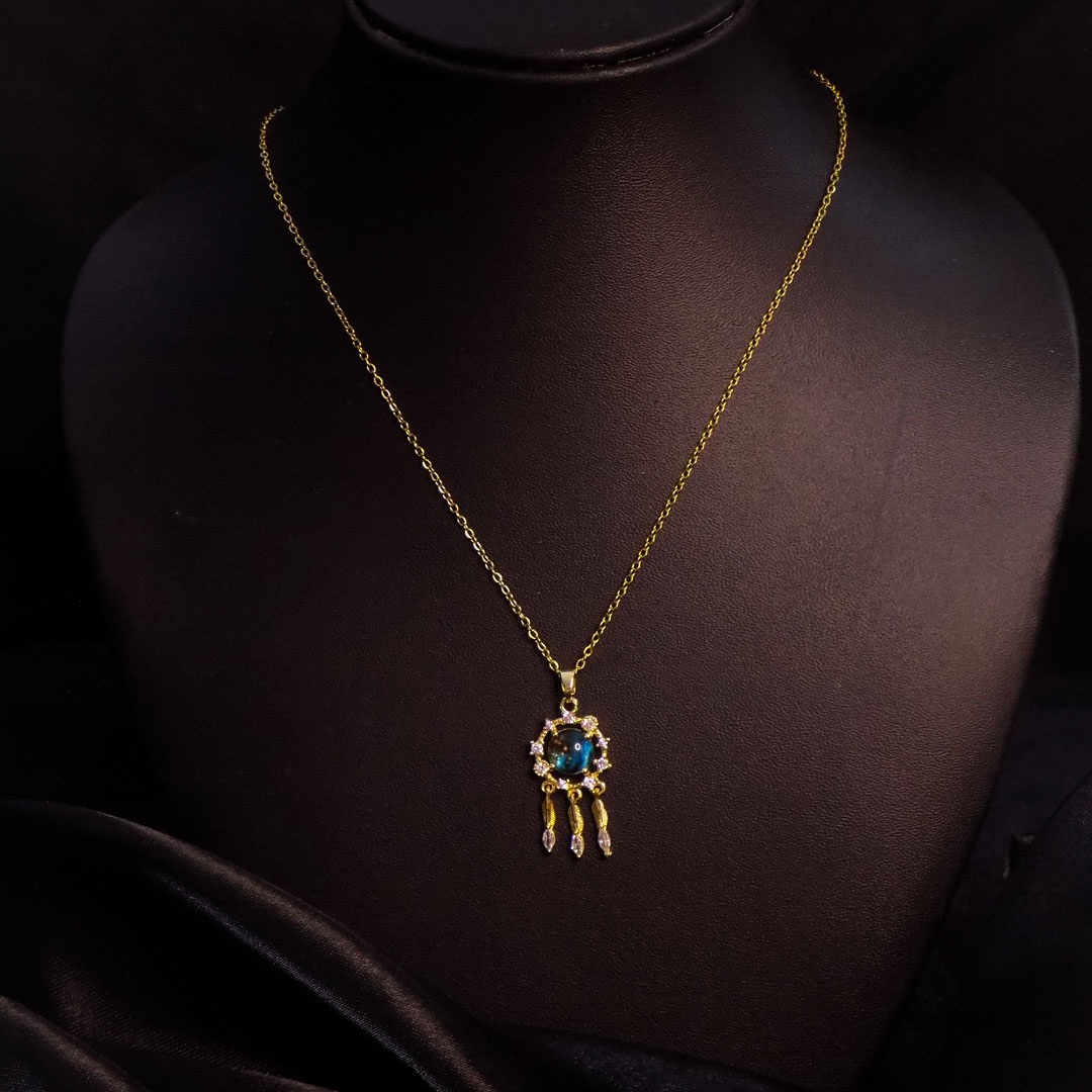Elegant Blue Stone Pendant Necklace