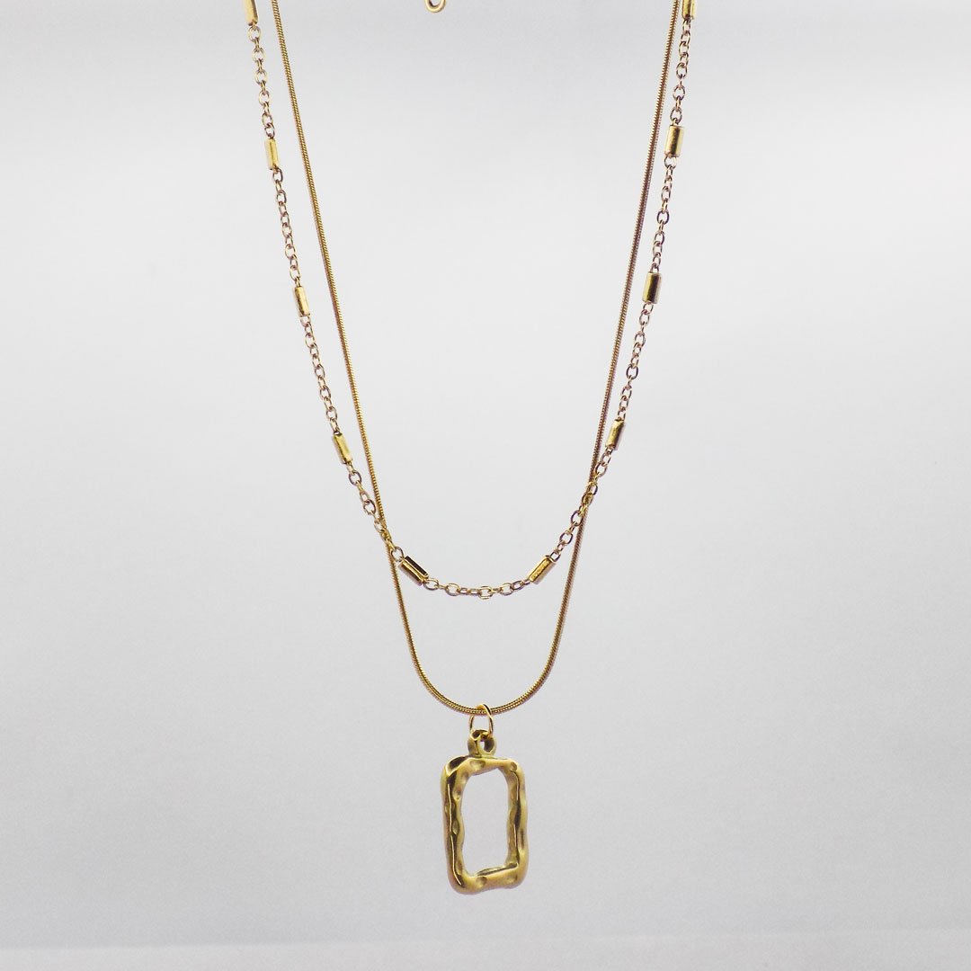Gold Plated Geometric Pendant Necklace