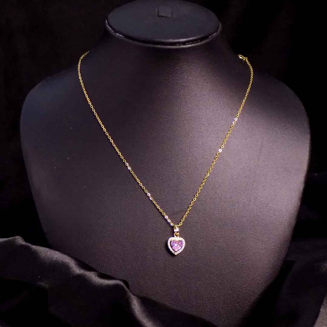 Heart-shaped Pink Crystal Necklace