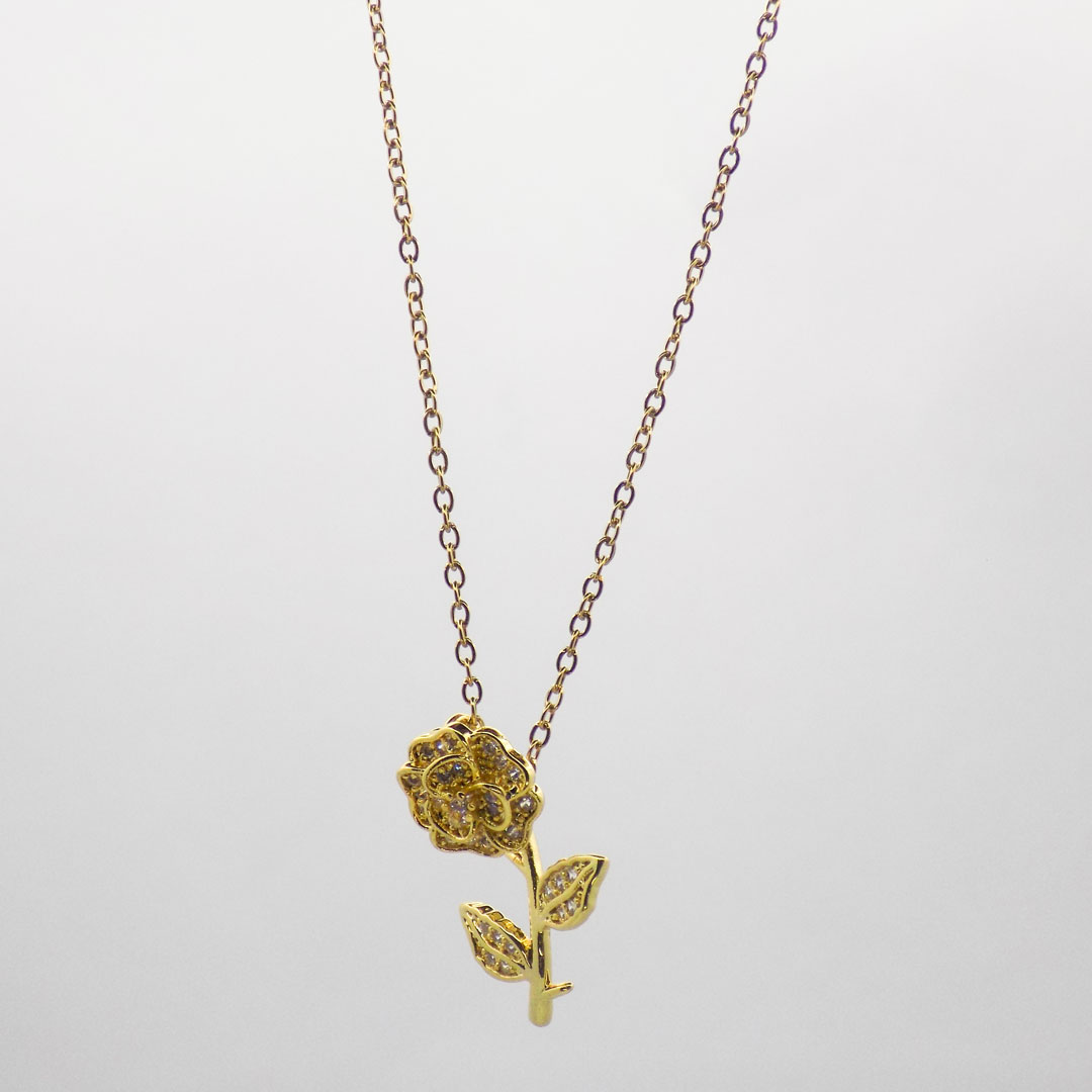 Gold Rose Pendant Necklace
