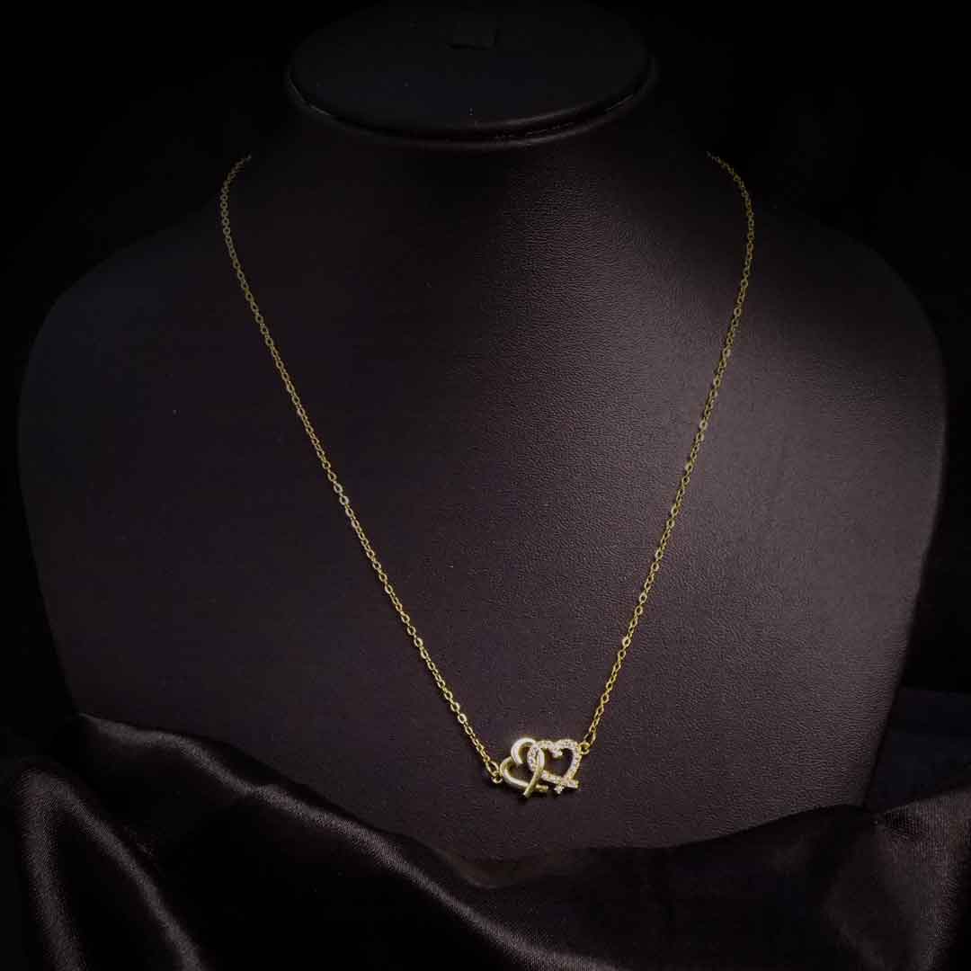 Double Heart Pendant Necklace
