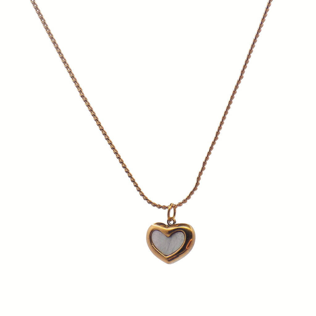 Silver-Gold Heart Pendant Necklace