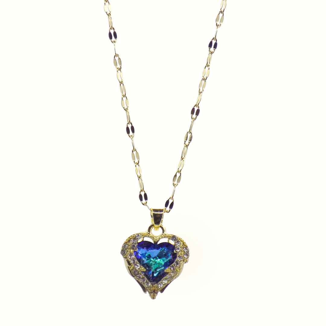 Blue Heart Pendant Necklace