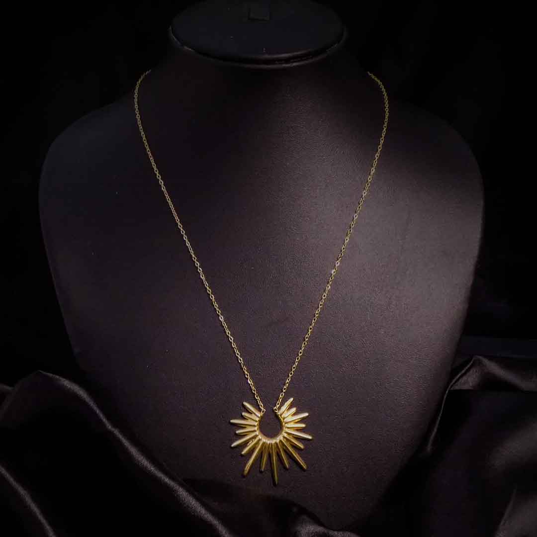 Golden Sunburst Pendant Necklace
