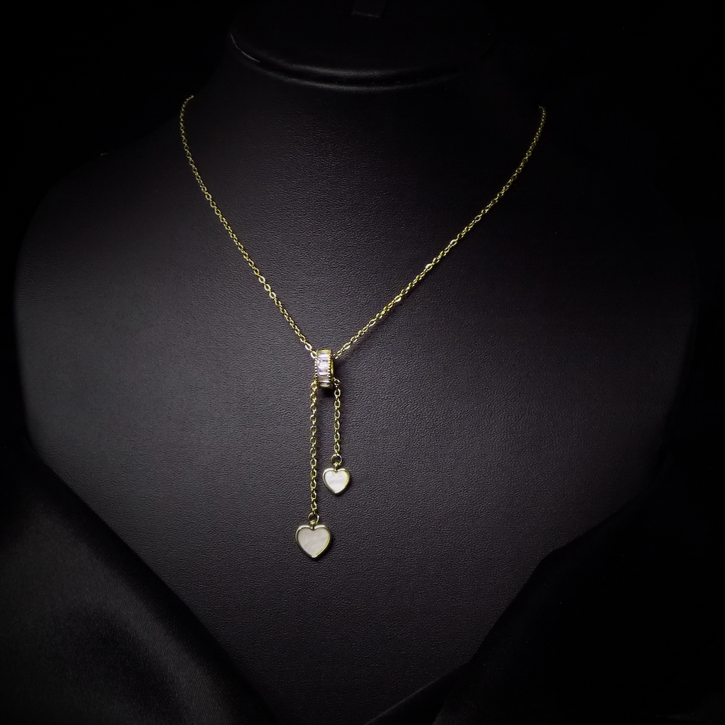 Dual-heart crystal charm necklace