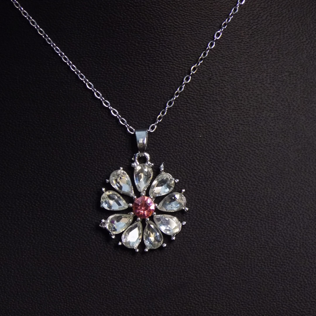 Flower Crystal Pendant Necklace