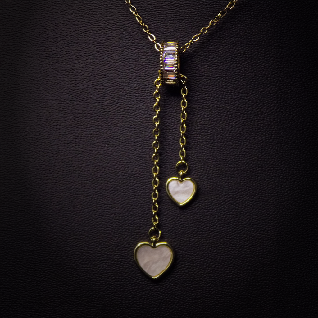 Dual-heart crystal charm necklace