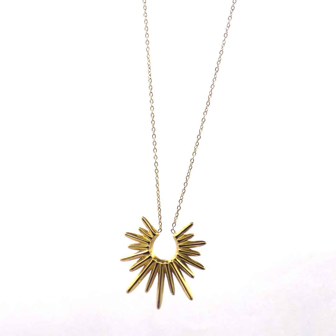 Golden Sunburst Pendant Necklace