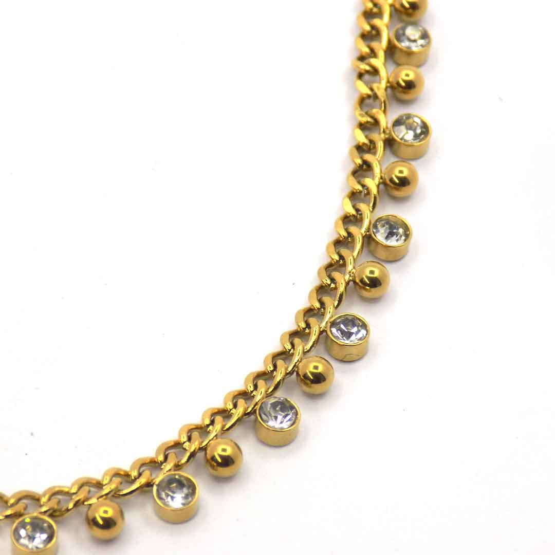 Gold Chain Necklace with Crystal Pendants