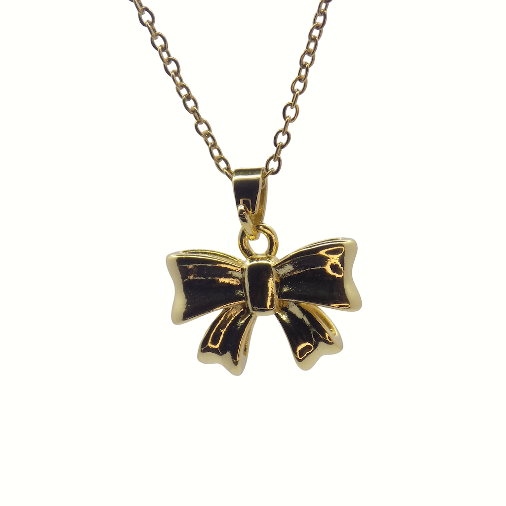 Gold Bow Pendant Necklace