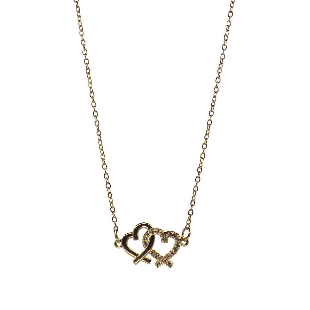 Double Heart Pendant Necklace