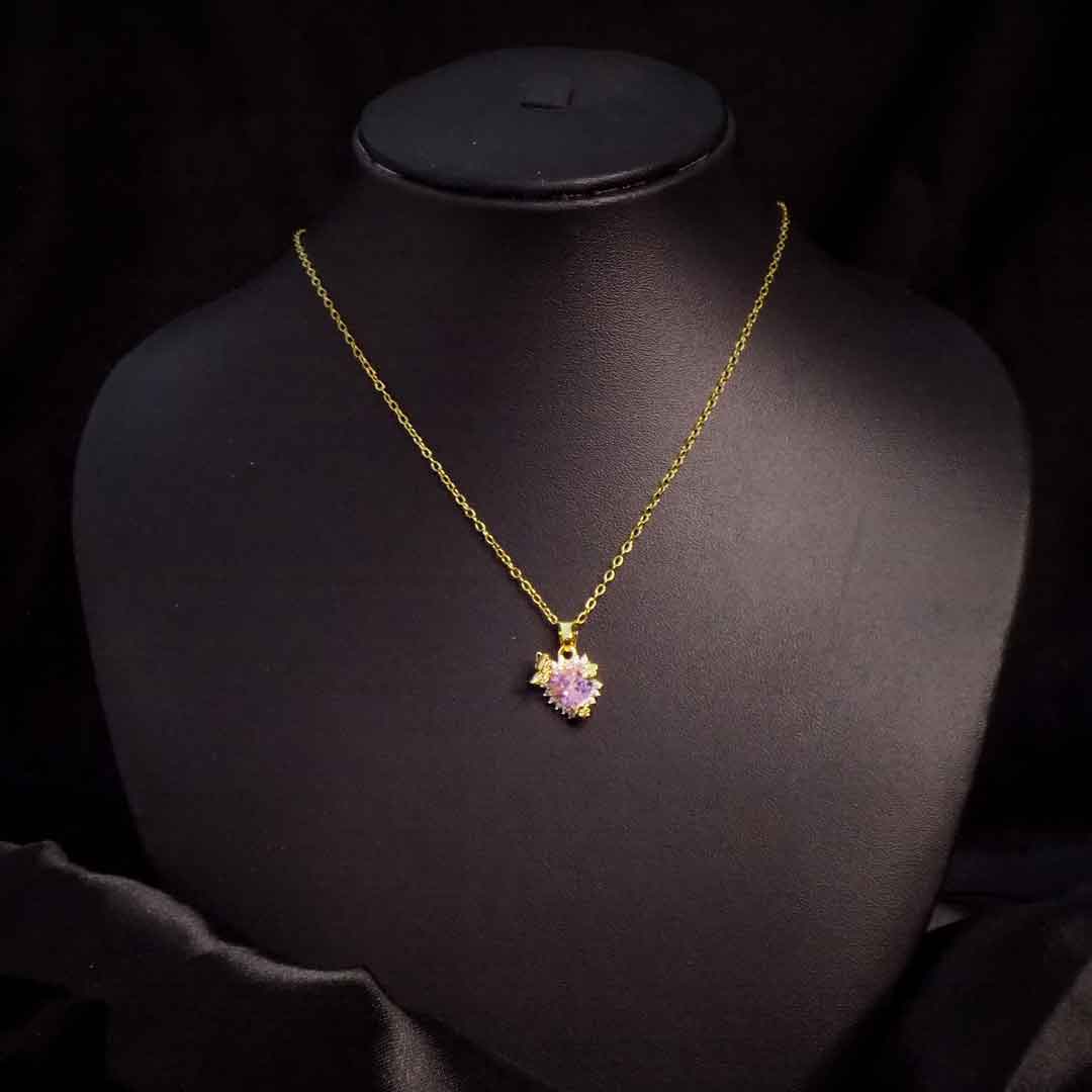 Heart-Shaped Pink Crystal Pendant Necklace