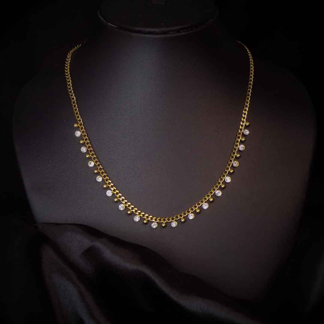 Gold Chain Necklace with Crystal Pendants