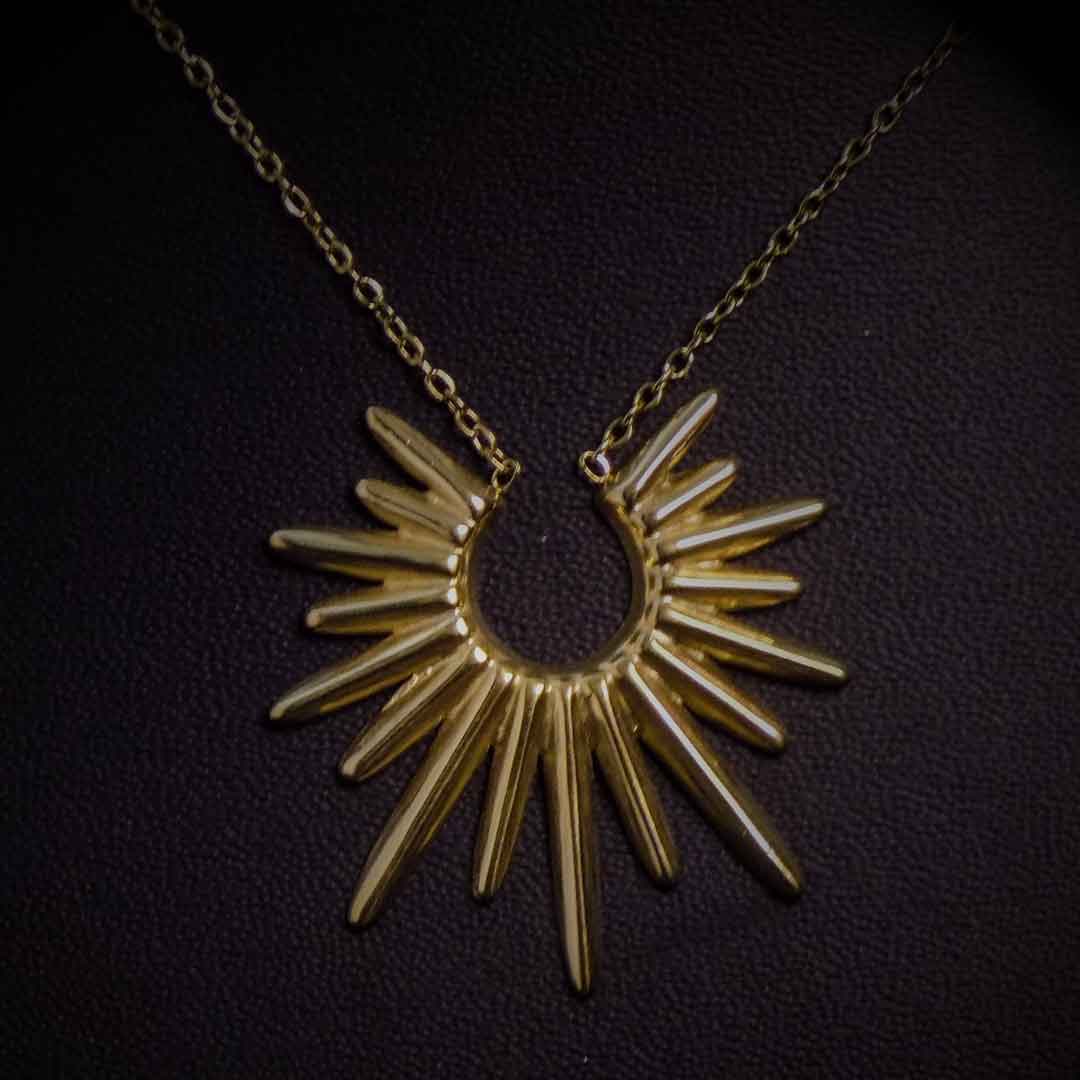 Golden Sunburst Pendant Necklace
