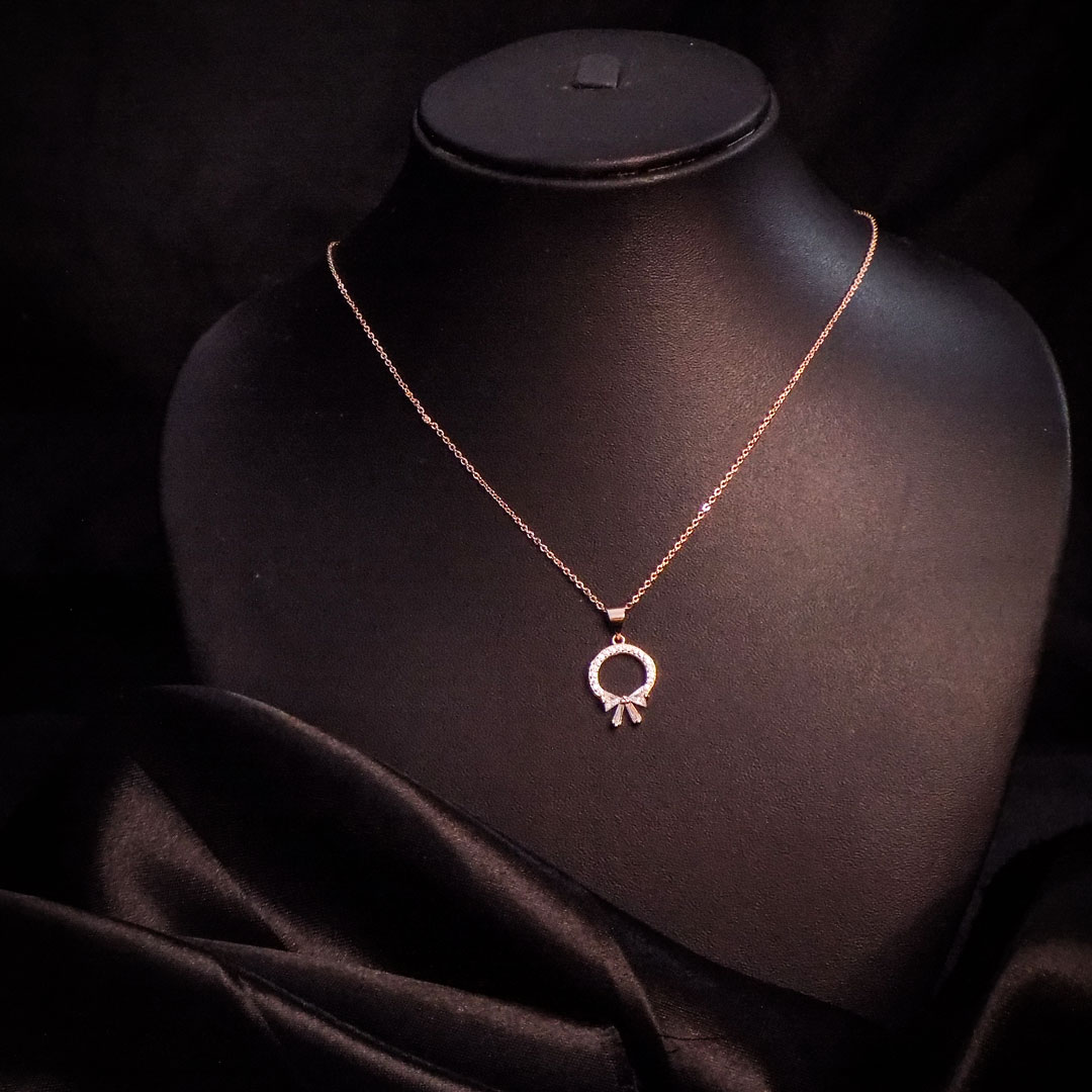 Elegant Crystal Bow Pendant Necklace