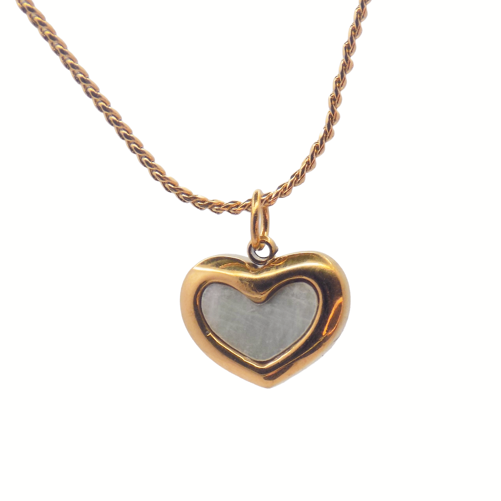 Silver-Gold Heart Pendant Necklace