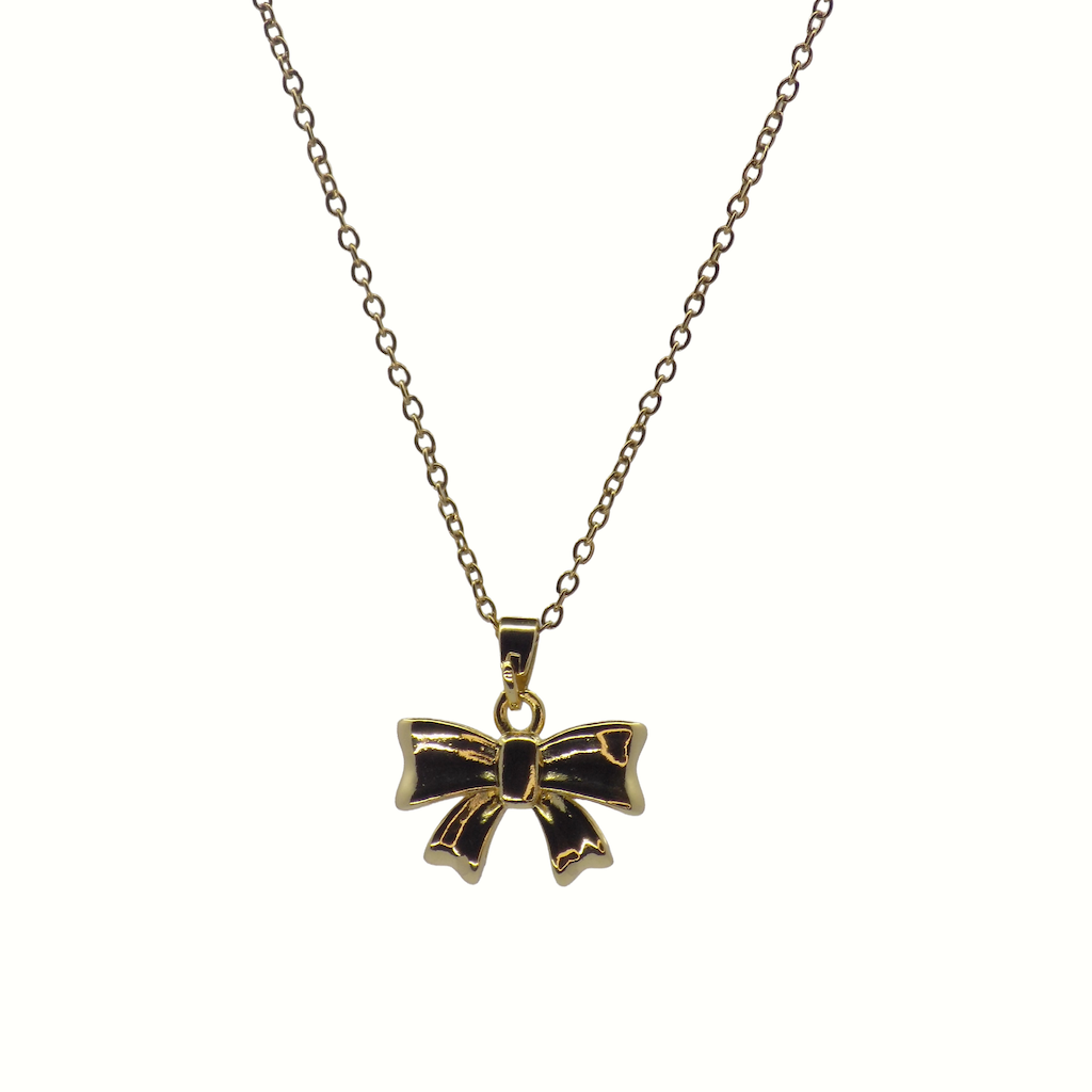 Gold Bow Pendant Necklace