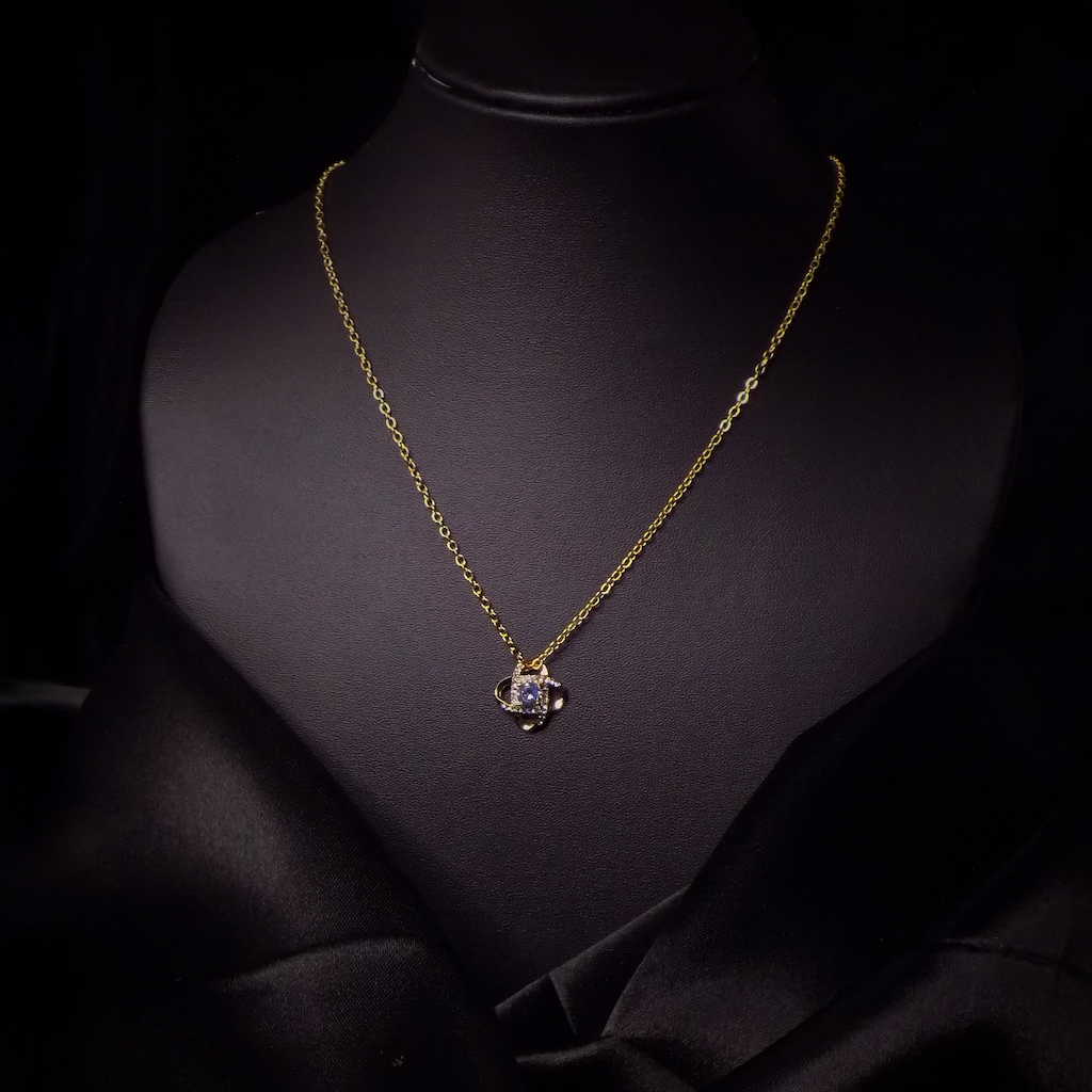 Dancing diamond saturn pendant necklace