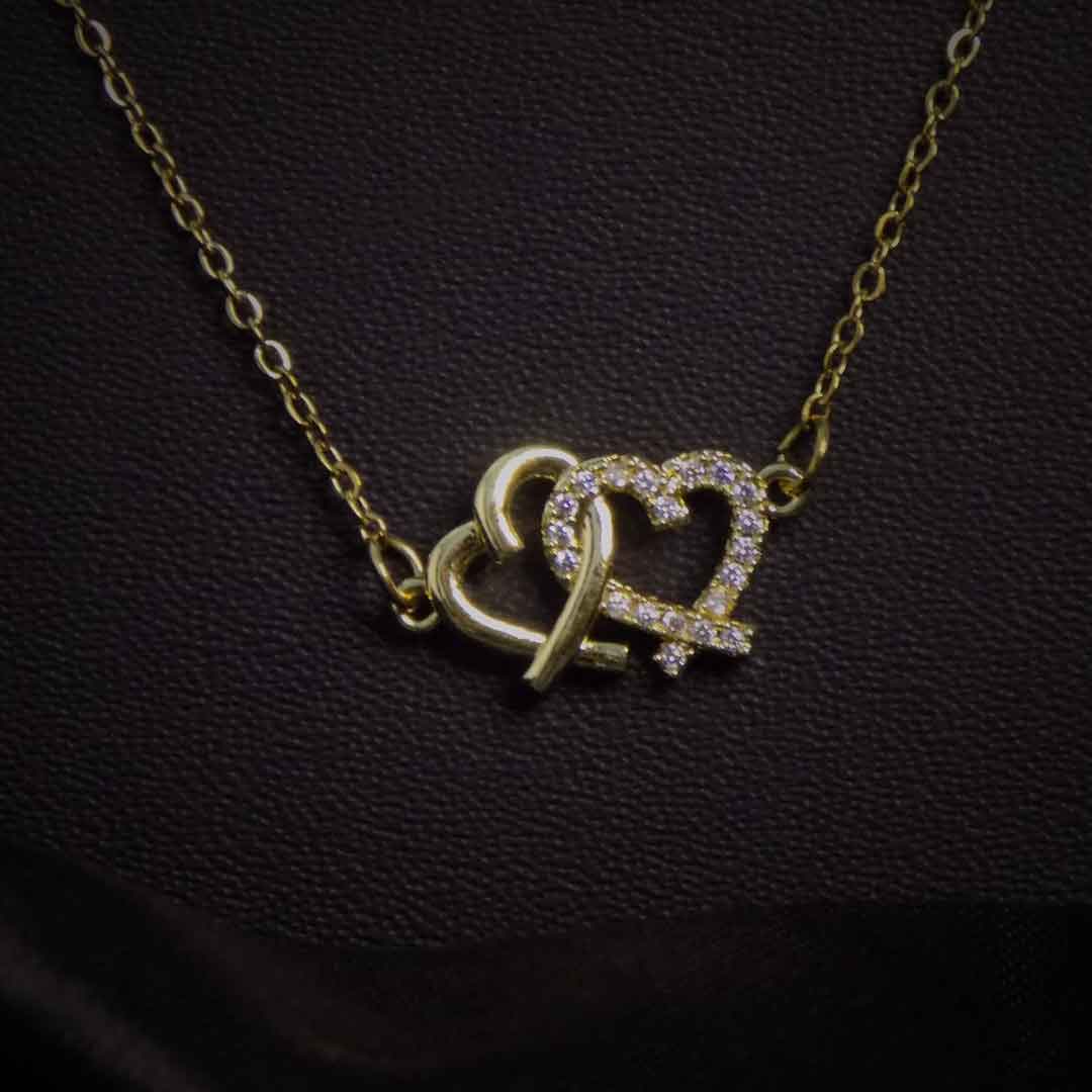 Double Heart Pendant Necklace