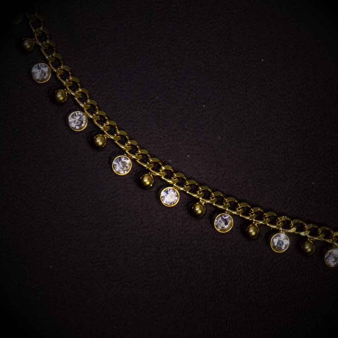 Gold Chain Necklace with Crystal Pendants