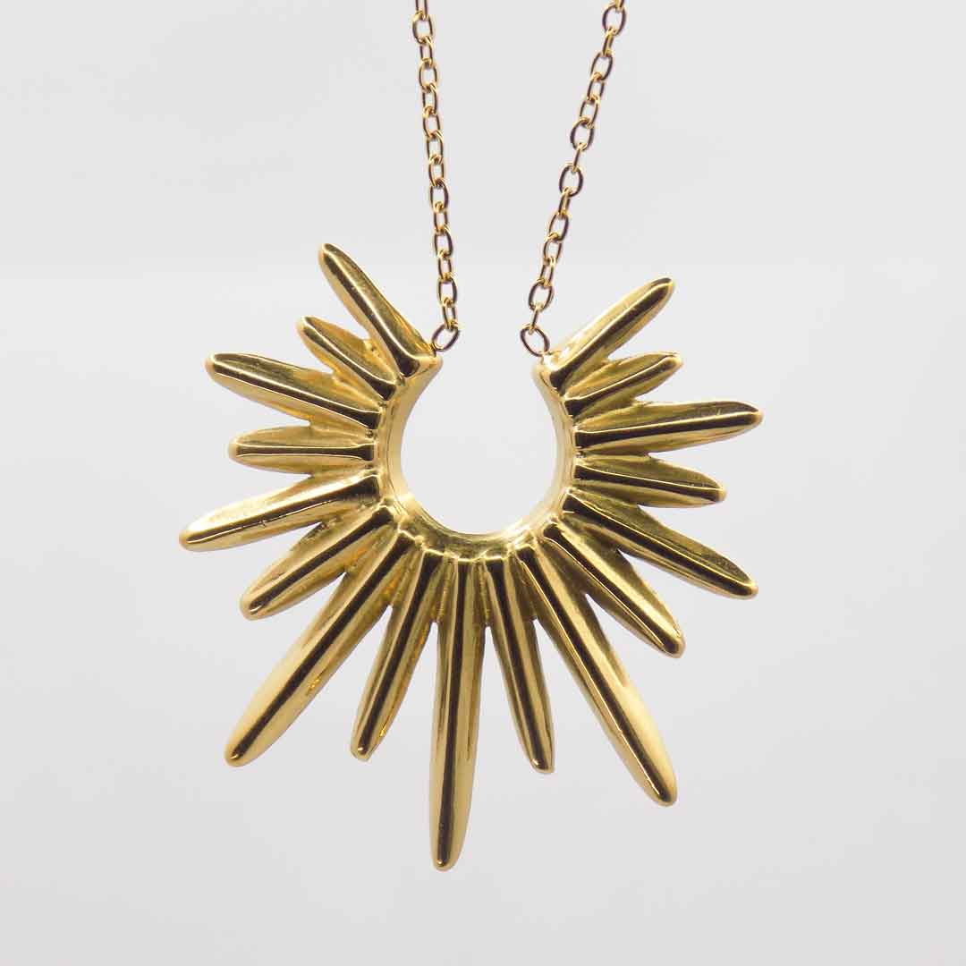 Golden Sunburst Pendant Necklace