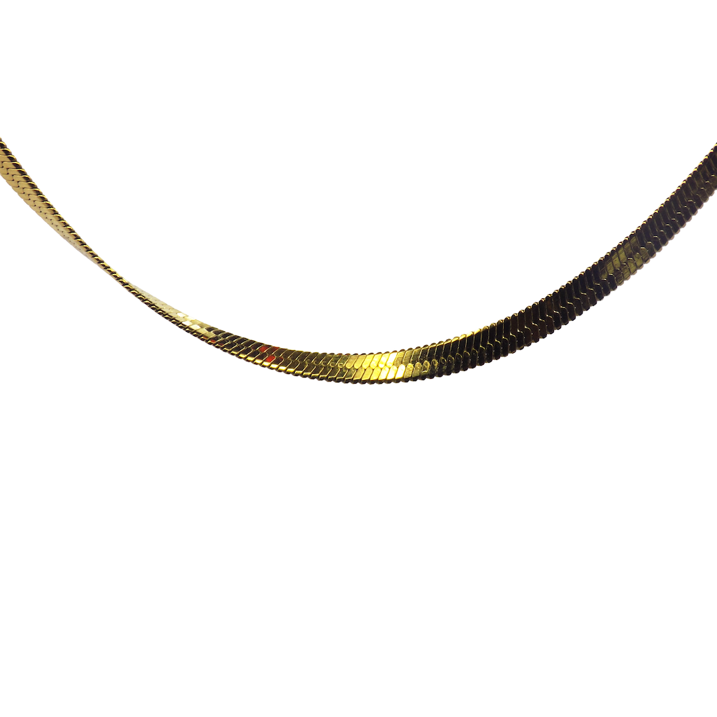 Flat snake gold necklace