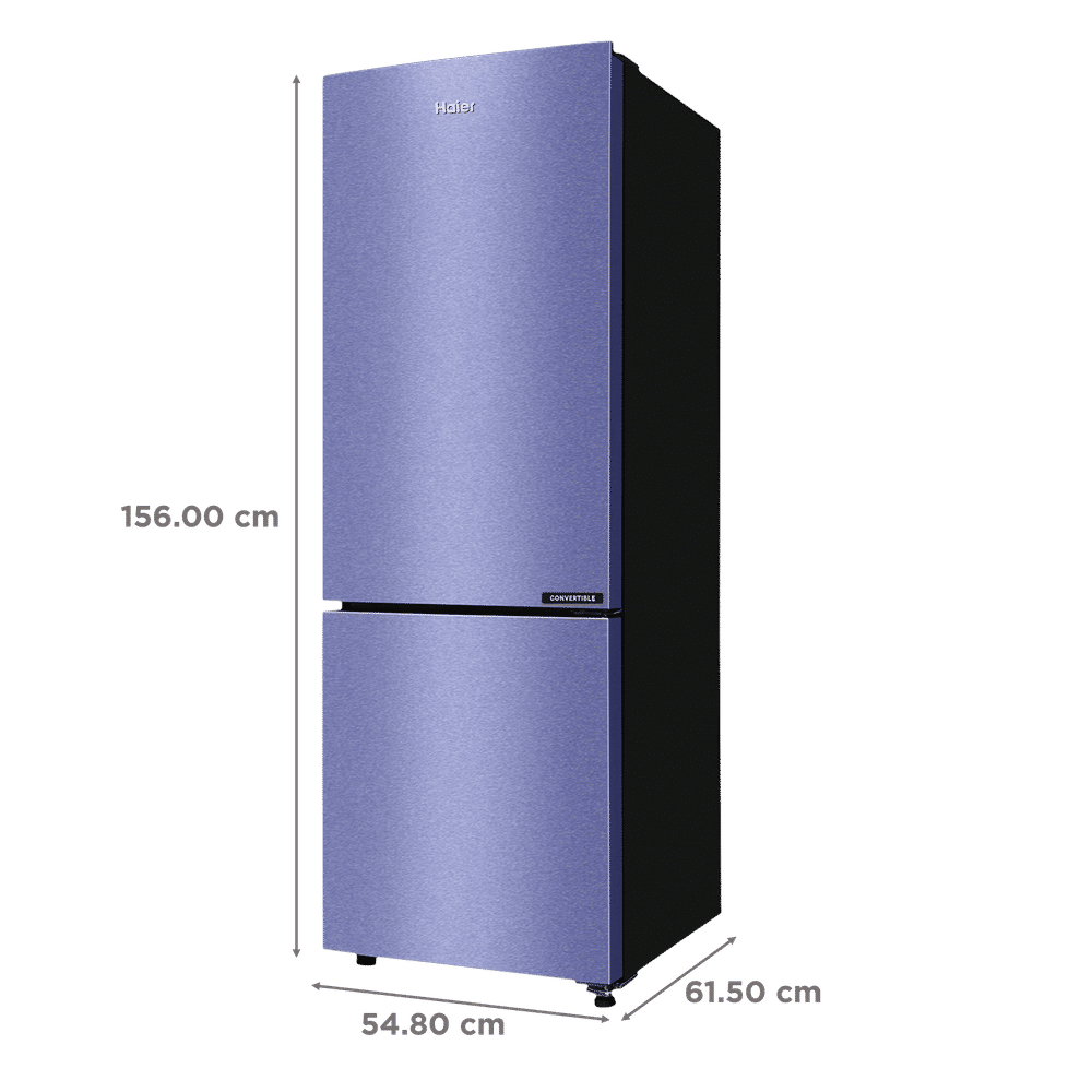 Haier 237 Litres 2 Star Frost Free Double Door Bottom Mount Convertible Refrigerator with Turbo Icing (Storm Inox)