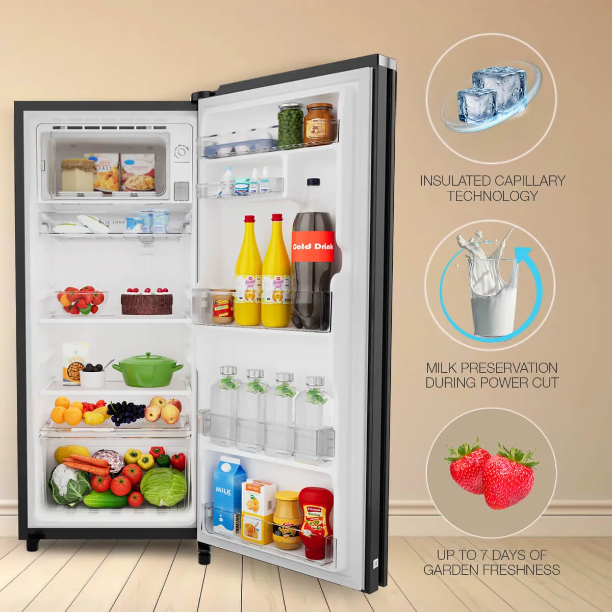  Icemagic Pro GD PRM 192L 5 Star Glass Finish Single Door Refrigerator
