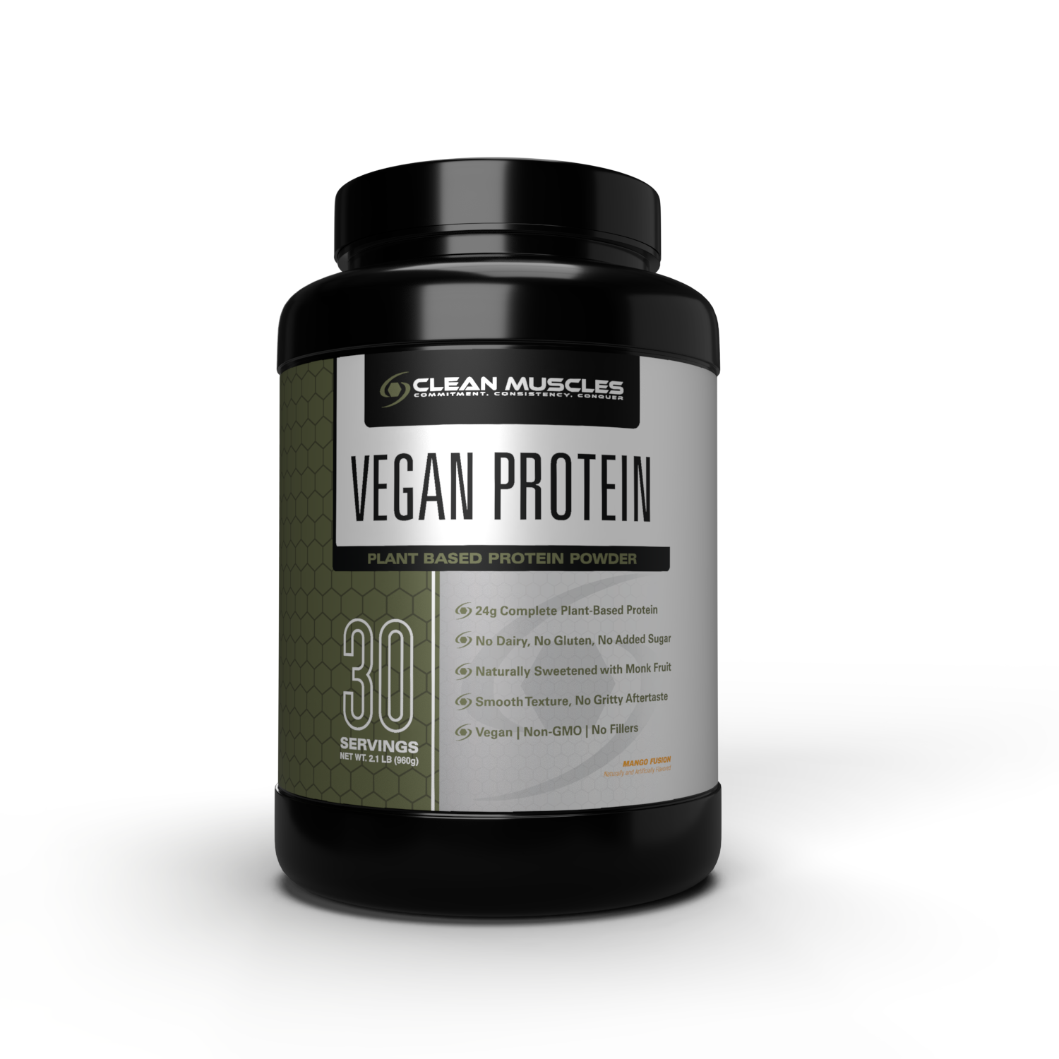 Clean Muscles VEGAN PROTEIN | PLANT BASED PROTEIN POWDER | 30 Servings | Mango Fusion Flavor