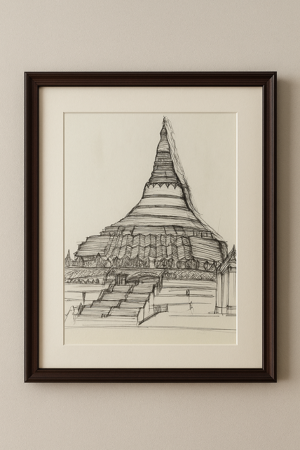 Hand-drawn Pagoda Sketch