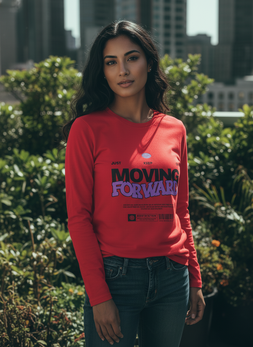 Moving Forward Red Long Sleeve T-Shirt