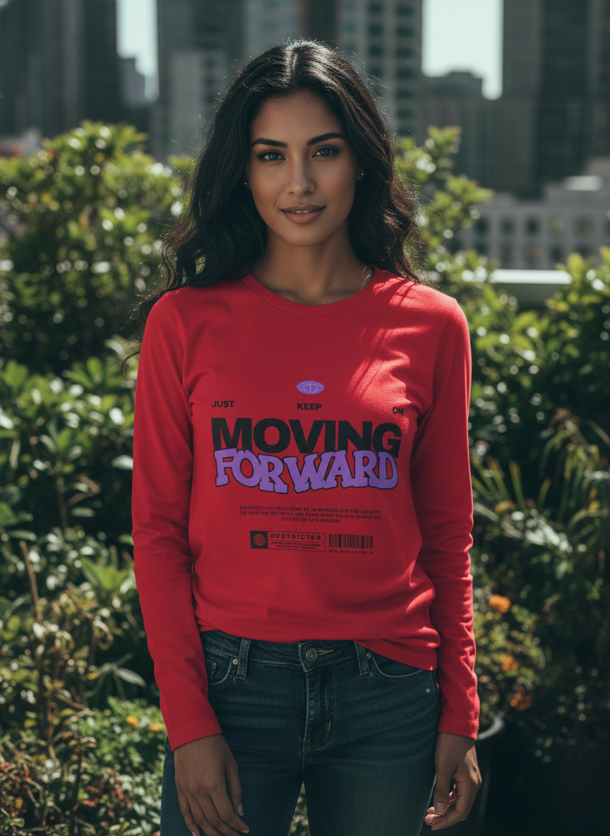 Moving Forward Red Long Sleeve T-Shirt