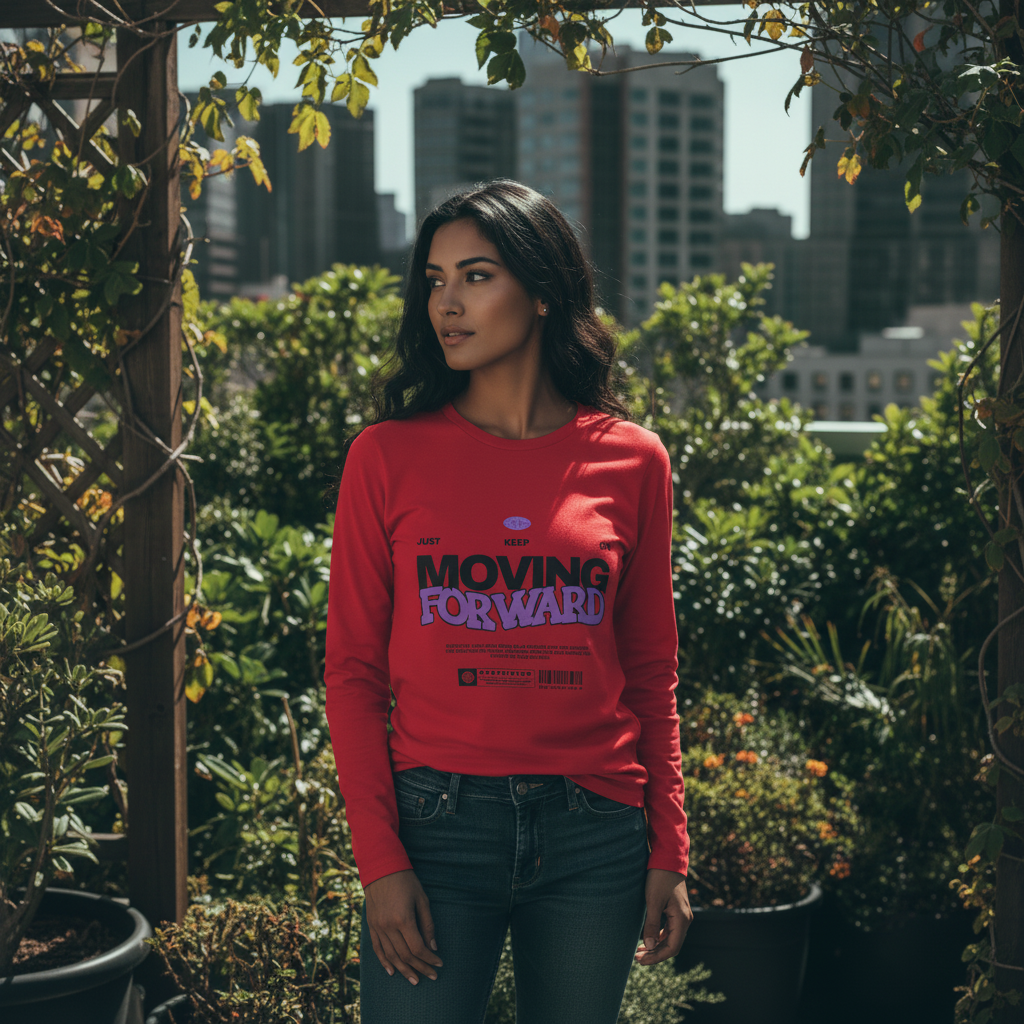 Moving Forward Red Long Sleeve T-Shirt