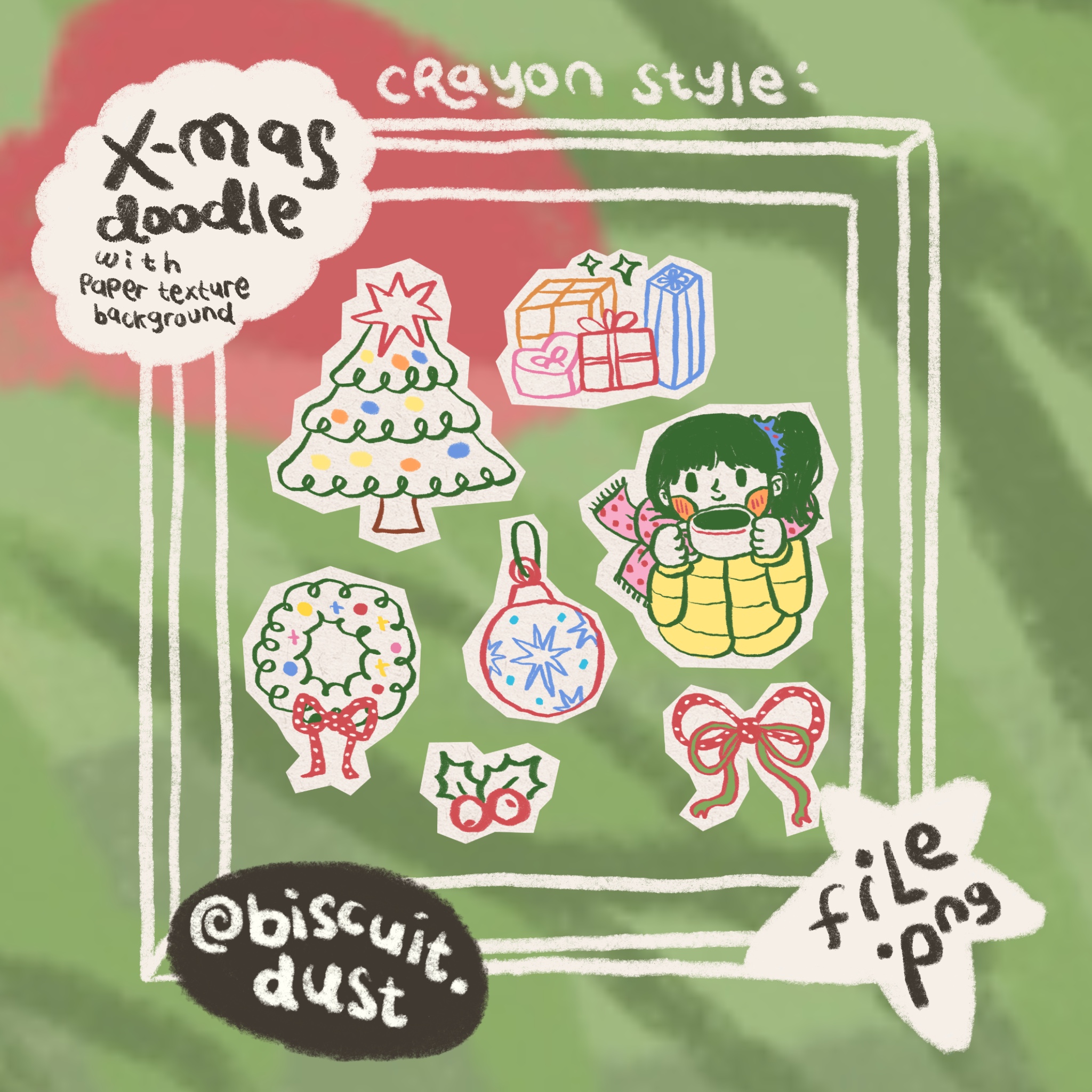 X-mas Doodle with Paper Texture Background 56