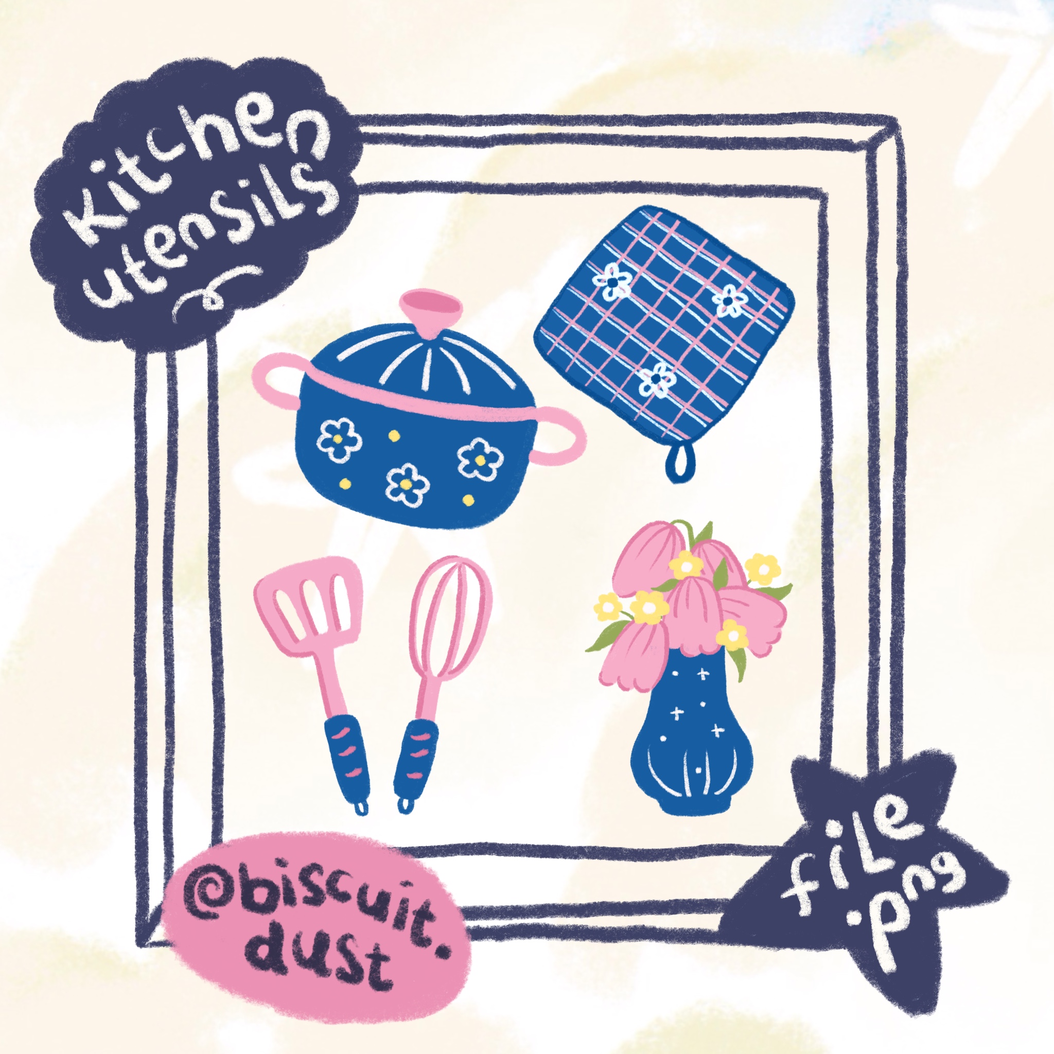 Blue Pink Kitchen Utensils 040