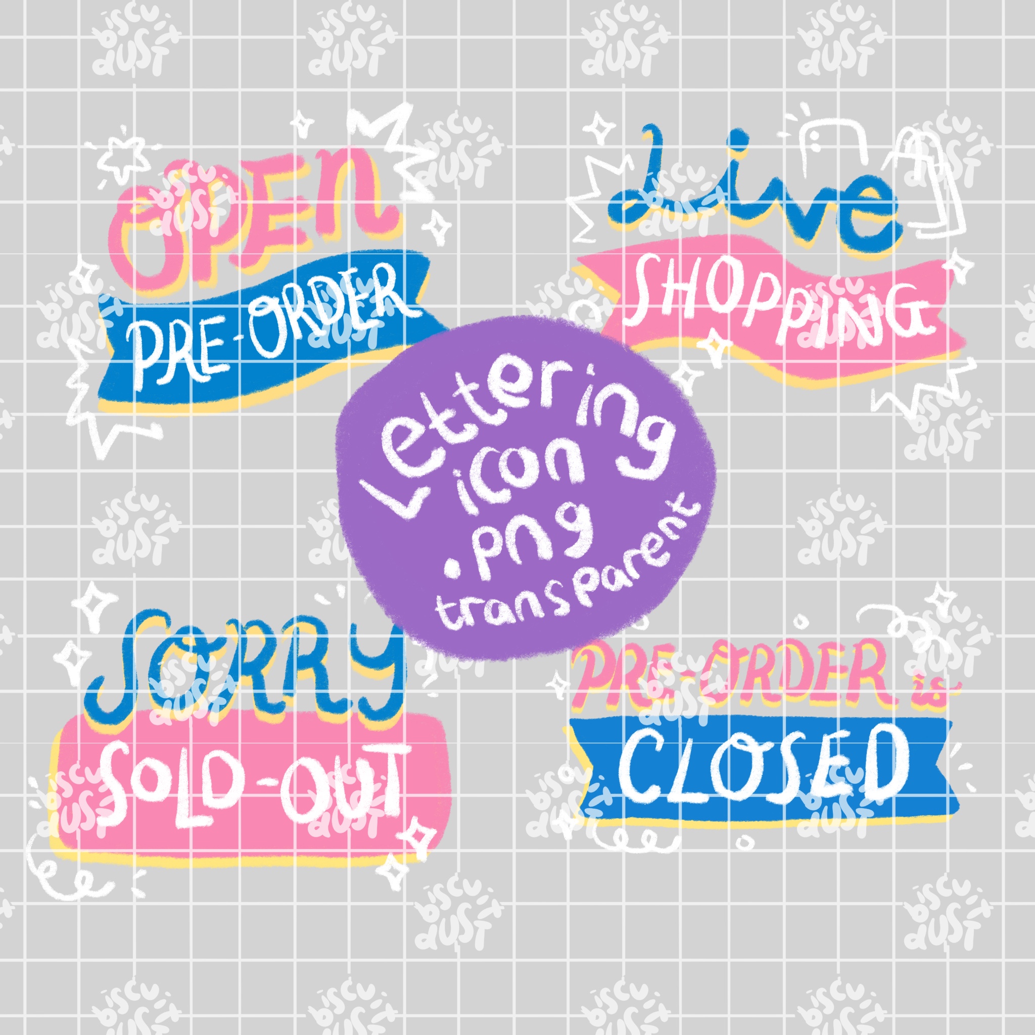 Pink-blue Lettering icon for business promotion - Lettering 029