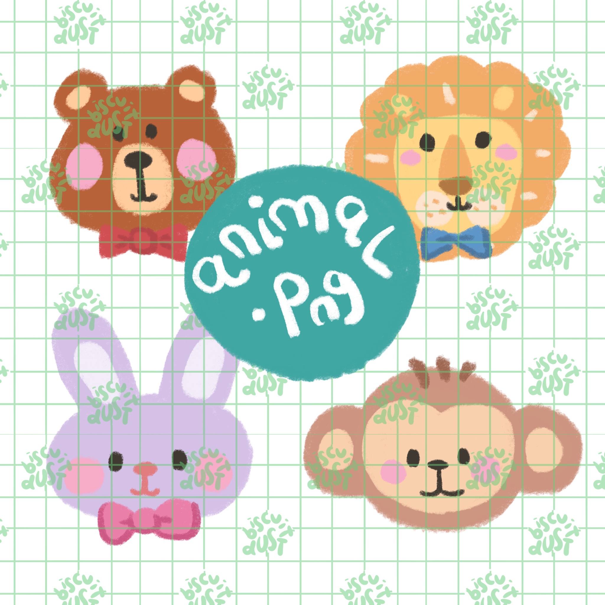 Animal cute with ribbon set - animal 024